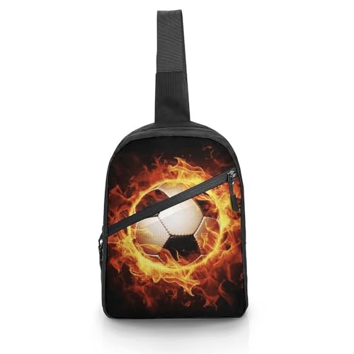 Schultertasche für Damen und Herren, Brusttasche, für Fußball, Tagesrucksack, Bauchtasche, Crossbody-Tasche für Reisen, brennender Fußball, Einheitsgröße, Crossbodyrucksäcke, Burning Football, von DJUETRUI