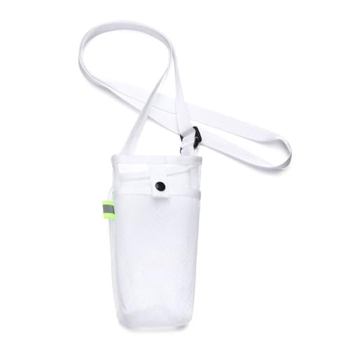 DKJAHSEK Trinkflasche Beutel Outdoor Sport Water Bottle Cover Mobile Phone Bag Camping Bag Mesh Cup Sleeve Pouch Portable Visible Bag Useful with Strap Für Wandern Radfahren(White) von DKJAHSEK