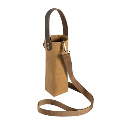 DKJAHSEK Trinkflasche Beutel Water Bottle Cover Bag Pouch Washable Kraft Paper Water Pouch Holder Shoulder Strap Bottle Carrier Insulat Bag Für Wandern Radfahren(Khaki-20cm) von DKJAHSEK