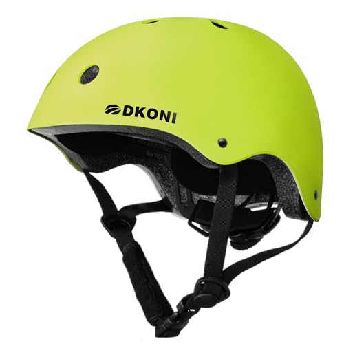 Skaterhelm Fahrradhelm Erwachsene Helm für Fahrrad Skateboard Scooter BMX Kind Erwachsene (Gelb, M: 52-56cm) von DKONI