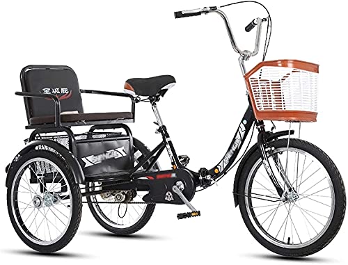 Erwachsene Dreiräder Single Speed für Erwachsene Trikes 20 Zoll 3 Rad Fahrräder Dreiräder mit Einkaufskorb vorne hinten von DKSFJDUFHUFIWEDSIHD