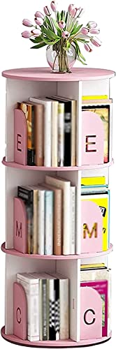 Bücherregal für Zuhause, um 360 ° drehbar, vom Boden bis zur Decke reichendes Zeichenbuchregal für Studenten, einfache, schlichte und moderne Regale (Farbe: Blau, Größe: 97 cm) (Rosa, 97 cm) wisdom von DKSNAJ