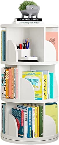 DKSNAJ Bücherregal, 360 Grad drehbar, einfach zu zerlegen, Bücherregale, einfache Studentenecke, Wohnzimmer und Heimbüro (Farbe: Weiß, Größe: 40 x 98 cm) Wisdom von DKSNAJ