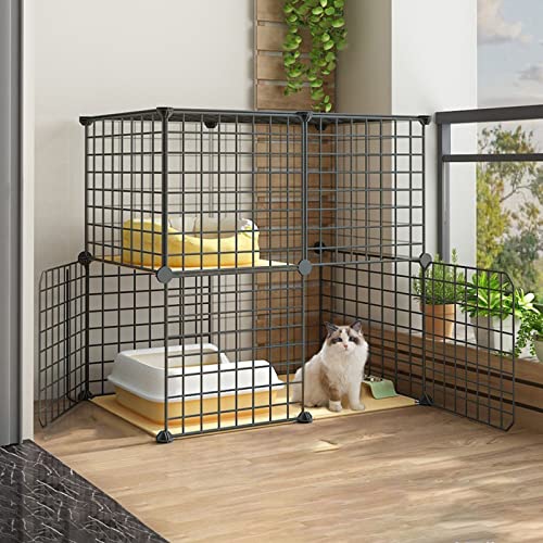 DKSNAJ Katzenkäfig, Katzenkisten für Hauskatzen, Katzenlaufstall, Katzenaußengehege, DIY-Katzenlaufstall, Metallzwinger mit Plattformmatte für 1-2 Katzen, Frettchen, Chinchilla, Kaninchen, Kleintiere von DKSNAJ