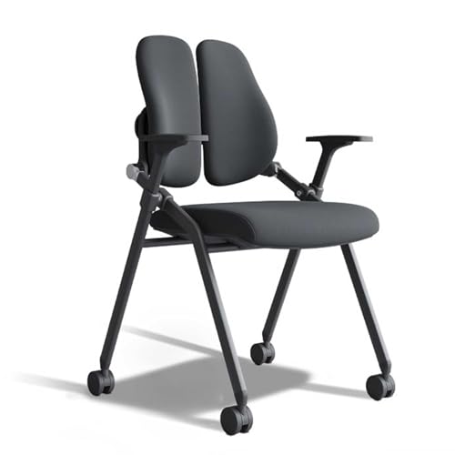 DKSNAJ Leomix Klappbarer Bürostuhl mit Rollen, Ergonomischer Arbeitsstuhl mit Doppellehne, Tragbarer Klappstuhl mit Rollen, Für Das Esszimmer Im Homeoffice, Drinnen Und Draußen,E Wisdom von DKSNAJ