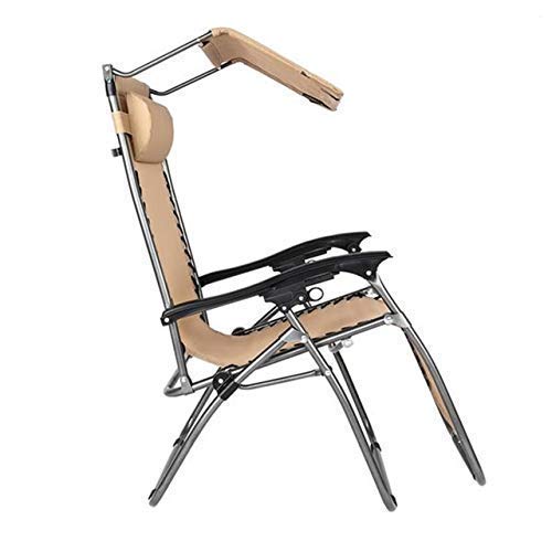 DKSNAJ Zero Gravity Lounge Chair mit Markise, Freizeitstuhl, grau, für den Außenbereich, Gravity Lounge Chair, Strand, Terrasse, Hof, klappbarer Liegestuhl (Dark Khaki Free) Wisdom von DKSNAJ