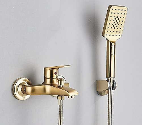 Gebürsteter Gold Badezimmer Dusche Wasserhahn Badewanne Heiß Kalt Wasser Mischbatterie Schwarz Badezimmer Dusche Wasserhahn Mischbatterie Wasserkran Badezimmer, Chrom, Gebürstetes Gold Ambitious von DKSNAJ