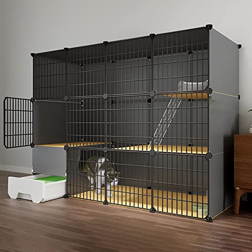 Katzenkäfige - Großer Katzenkäfig Katzenkäfige Indoor Großer Katzenlaufstall Katzenzwinger Katzengehege Katzenhängematte Haustierlaufstall Kleintierkäfig - für Kleintiere, Welpen, Kätzchen, Häschen von DKSNAJ