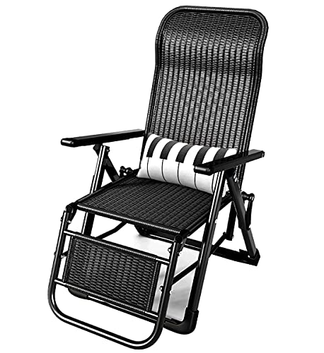 Sonnenliegen + Taillenkissen/Liegestuhl/Klappstuhl/Loungesessel/Mesh Zero Gravity Lounge Chair, pflegeleicht, verstellbarer Chaiselongue (Farbe: Schwarz, Größe: 152 x 47 cm) (Schwarz 152 x 47 cm) von DKSNAJ