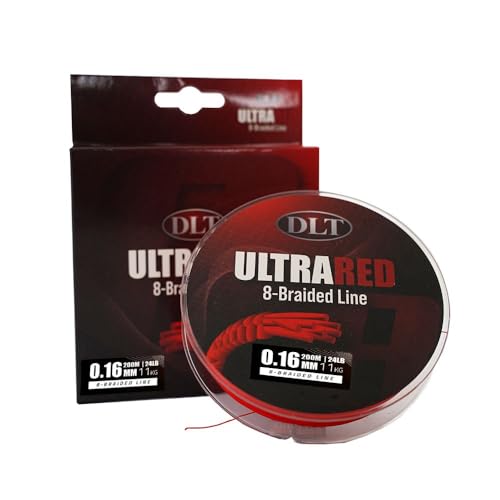 DLT UltraRed-8 Geflochtene Angelschnur 200m 0,16mm - Verbesserte Wurfeigenschaften und Unterwasseraktion - Mikrobeschichtung für Wasserabweisung - Aus 8 Strängen geflochten DLT UltraRed-8 Geflochtene Angelschnur 200m 0,16mm - Verbesserte Wurfeigenschaften und Unterwasseraktion - Mikrobeschichtung für Wasserabweisung - Aus 8 Strängen geflochten von DLT