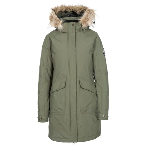 DLX Trespass Damen Warme Lange Daunenjacke Mit Abnehmbarer Kapuze BETTANY, Basil, XL, FAJKDOTR0003_BAIXL von Trespass