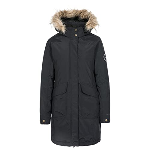 DLX Trespass Damen Warme Lange Daunenjacke Mit Abnehmbarer Kapuze BETTANY, Black, XS, FAJKDOTR0003_BLKXS von Trespass