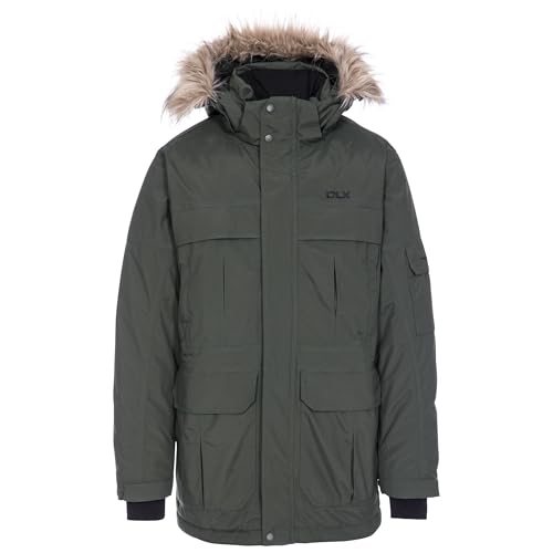 DLX Trespass Herren Wasserdichte Daunenjacke Mit Abnehmbarer Kapuze HIGHLAND, Olive, XS, MAJKDOL20001_OLIXS von Trespass