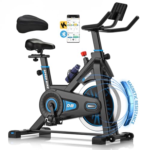 DMASUN Heimtrainer Fahrrad mit Magnetischem Widerstand, Leises Hometrainer Fahrrad, App Kompatibel mit Kinomap, Ergometer Heimtrainer für Kardio-Training zu Hause, Bis 160 Kg Belastbar von DMASUN