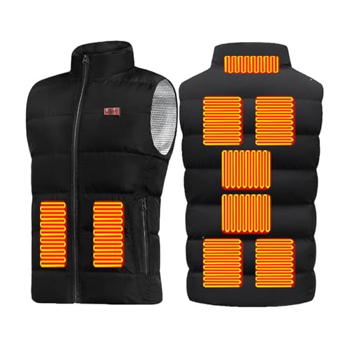 DMBDY Beheizte Weste Heated Vest Unisex Wärmende Weste 9 Heizzonen USB Intelligente Elektrisch Beheizte Jacke (Batterie Nicht Im Lieferumfang Enthalten),Black,M(50 von DMBDY