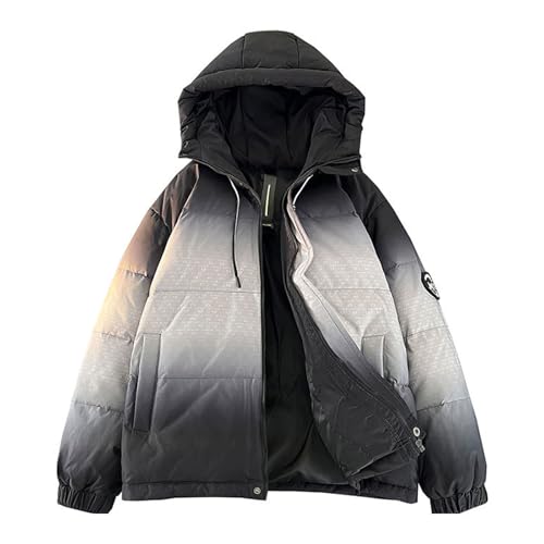 DMBDY Daunenjacke Down Jacket Damen Leichte Langarm Kurze Pufferjacken Durchgehender Reißverschluss Mit Kapuze Verdicken Warme Mäntel,Gray,M(57.5 von DMBDY