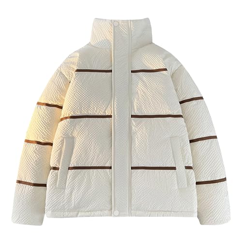 DMBDY Daunenjacke Down Jacket Unisex Gepolsterter Puffermantel mit Stehkragen Winter Warme Weiße Entendaunen-Oberbekleidung für Laufreisen,White,3XL(87.5 von DMBDY