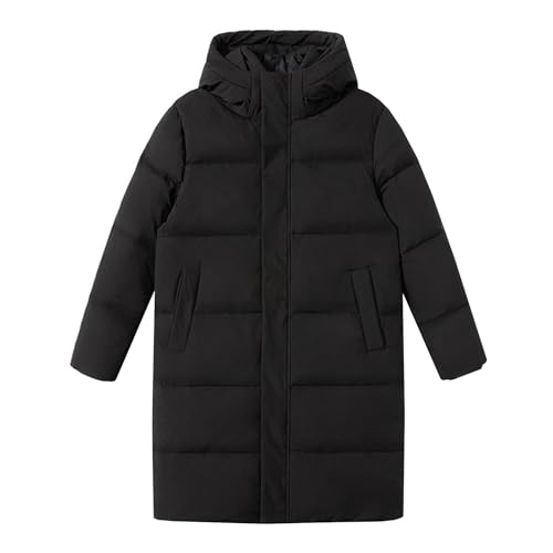 DMBDY Daunenjacke Down Jacket Unisex Langer Gesteppter Puffermantel Winter Warme Kapuze Weiße Entendaunen Oberbekleidung,Black,2XL(85 von DMBDY