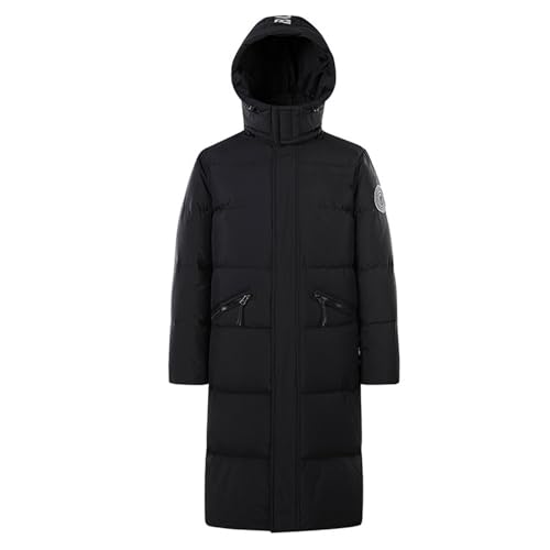 DMBDY Daunenjacke Down Jacket Unisex Verdickter Langer Wintermantel Abnehmbare Kapuze Pufferjacke Ultraleichte Oberbekleidung,Black,XL(82.5 von DMBDY