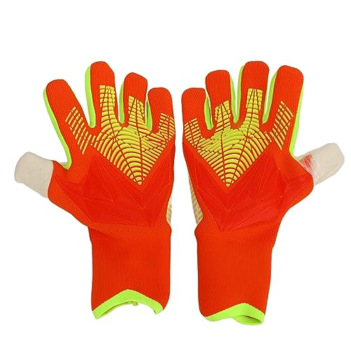 DMLENGOIN Fußball-Torwarthandschuhe, Latex, Nylon, rutschfest, Fingerschutz, Training, Wettbewerb, Orange (Größe 9 (Innendurchmesser 18 mm).) von DMLENGOIN