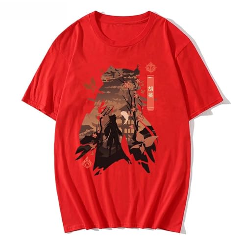 DNJKDEL Genshin Impact Printing Tshirts Xiao Venti Print Tee Shirts Hu Tao Zhong Li Grafik T-Shirt Kaedehara Kazuha Raiden Shogun Tees-color6||XXL von DNJKDEL