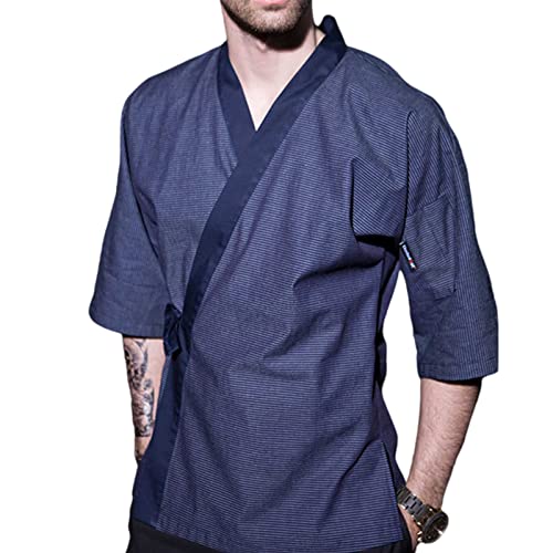 DNJKH Premium Kochjacke für Herren Bäckerjacke 3/4 Ärmel Feuchtigkeitstransport Kimono von DNJKH