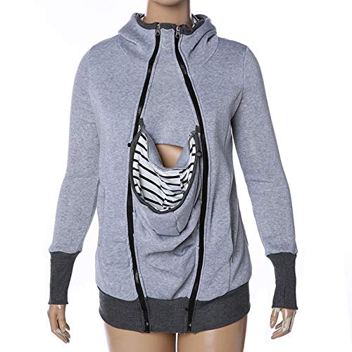 DNJKH Tragejacke, Multifunktion Umstandsjacke Känguru Mama Jacke Polar Fleece Sweatjacke,Grau,L DNJKH Tragejacke, Multifunktion Umstandsjacke Känguru Mama Jacke Polar Fleece Sweatjacke,Grau,L von DNJKH