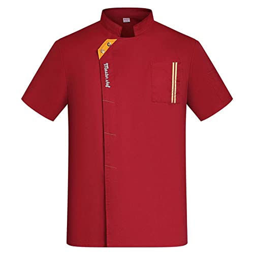 DNJKH Unisex Atmungsaktiv Kochmantel Kurzarm Kochjacke Uniform Catering Hemd für Hotel Restaurant Bäckerei von DNJKH
