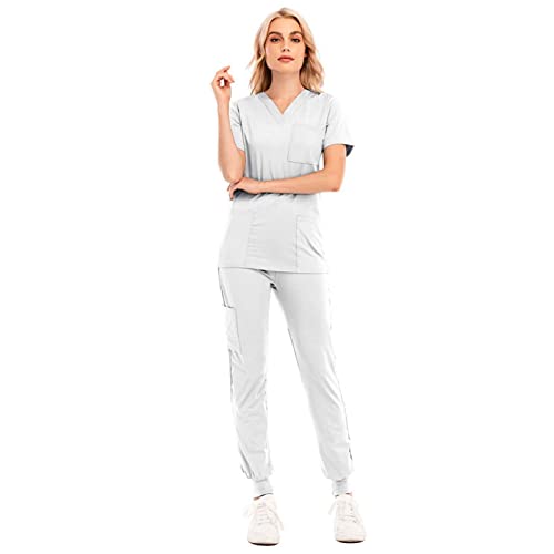 Damen Moderne Scrub Set Kurzarm Stretch Top und Hose Medizinische Berufsbekleidung Damen Moderne Scrub Set Kurzarm Stretch Top und Hose Medizinische Berufsbekleidung von DNJKH