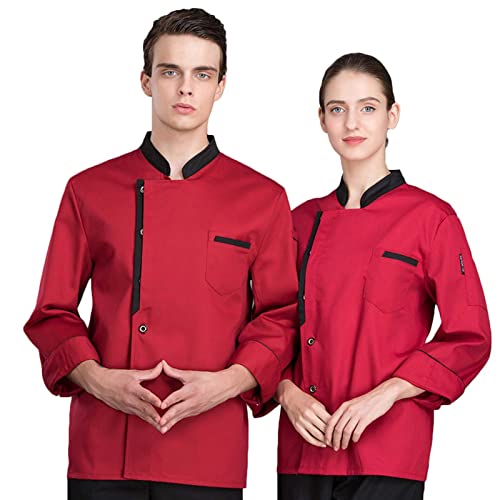 Kochbekleidung Professionelle Hotel Uniform mit Langen Ärmeln und kontrastierenden, Kochjacke für Herren & Damen von DNJKH