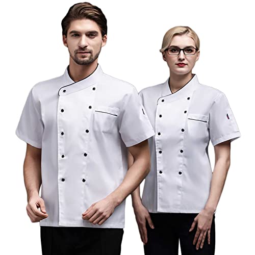 Kochjacke, Herren Damen Kurzarm Chef Uniform, Atmungsaktives Netz Küchen Restaurant Jacke von DNJKH