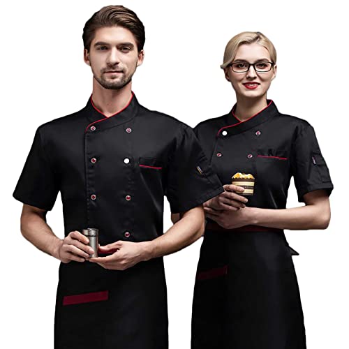 Kochjacke, Herren Damen Kurzarm Chef Uniform, Atmungsaktives Netz Küchen Restaurant Jacke von DNJKH