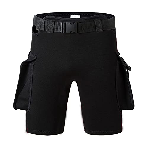 Neoprenhose Tauchhose für Frauen Männer, Verstellbare Taille, 2 Taschen, Badehose Kurz Atmungsaktiv Wassersport Schwimmen Schnorcheln von DNJKH