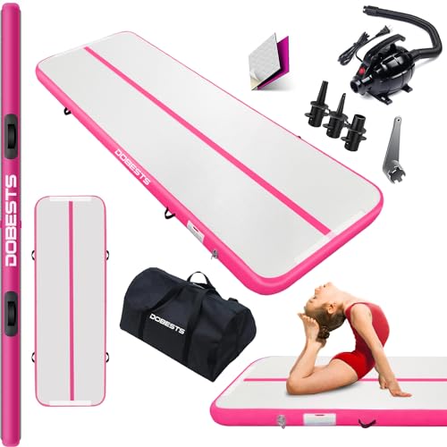 DOBESTS Air Tumbling Matte Aufblasbar 10/20cm Höhe, Gymnastikmatte Größe 2m/3m/4m/5m/6m Turnmatte Trainingsmatte mit elektrischer Luftpumpe Fitnessmatte (Pink, 3m) von DOBESTS