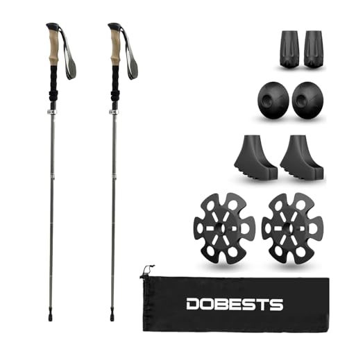 DOBESTS Wanderstöcke Nordic Walking stöcke, Wanderstock Teleskop Carbon & Aluminium, Wanderstocken faltbar 110-130CM, Trekkingstöcke für Damen und Herren, leicht und verstellbar mit Korkgriff von DOBESTS