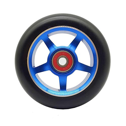 DOBRVVGT Stunt Scooter Rollen,Scooter Ersatzräder 1 stücke Stunt Scooter 100mm Räder mit hohen elastischen verschleißfesten PU-Legierungskernlager Roller-Skiräder(Blue 100mm 5X) von DOBRVVGT