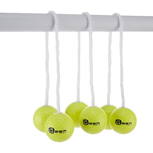 DOCTOR SPORT Leitergolf WurfSpiel Offizielle Echte Golfbälle – 3 Paar à 2 Bälle – Offizielle Länge aus geflochtenem Nylon (30 cm) – Metallclip für perfekten Verschluss – Professionell (Fluor Gelb) von DOCTOR SPORT