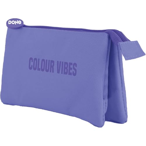 DOHE - Dreifach Federmäppchen - 3 Fächer, Mehrzwecktasche, 23x12x2,5 cm, Reißverschlüsse, Hergestellt aus strapazierfähigem Polyester - Colour Vibes DOHE - Dreifach Federmäppchen - 3 Fächer, Mehrzwecktasche, 23x12x2,5 cm, Reißverschlüsse, Hergestellt aus strapazierfähigem Polyester - Colour Vibes von DOHE