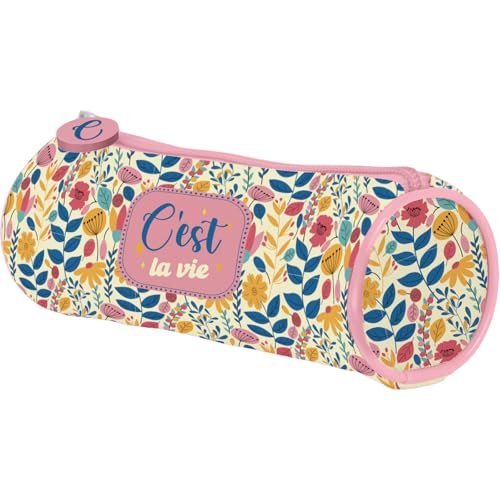DOHE - Einfaches Schulmäppchen - 1 Fach, Rundes Mehrzweck-Etui, 21x7,5 cm, Reißverschluss, Hergestellt aus widerstandsfähigem Polyester - C' Est La Vie DOHE - Einfaches Schulmäppchen - 1 Fach, Rundes Mehrzweck-Etui, 21x7,5 cm, Reißverschluss, Hergestellt aus widerstandsfähigem Polyester - C' Est La Vie von DOHE