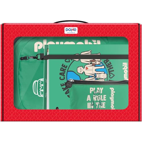 DOHE Großer Schulrucksack, Dreifachmäppchen und Ordner mit 100 Ersatzblättern, Set für Kinder, Grundschule, Aktentasche, Schulbedarf, Playmobil Green Future, 51,5 x 36,5 x 10,5 cm, Schultasche mit DOHE Großer Schulrucksack, Dreifachmäppchen und Ordner mit 100 Ersatzblättern, Set für Kinder, Grundschule, Aktentasche, Schulbedarf, Playmobil Green Future, 51,5 x 36,5 x 10,5 cm, Schultasche mit von DOHE