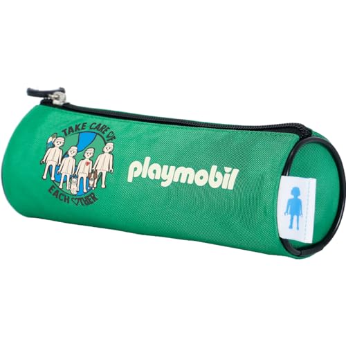 DOHE - Rundes Schulmäppchen - Reißverschluss, offiziell lizenziert, strapazierfähiges Polyester, 21x7,5x7,5 cm, Schulmaterial - Playmobil Green Future - Grün DOHE - Rundes Schulmäppchen - Reißverschluss, offiziell lizenziert, strapazierfähiges Polyester, 21x7,5x7,5 cm, Schulmaterial - Playmobil Green Future - Grün von DOHE