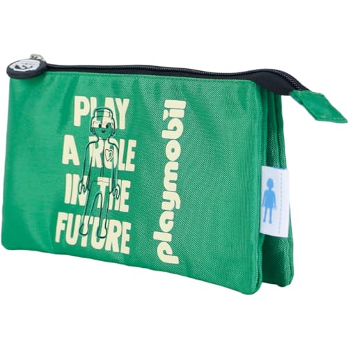 DOHE - Schulmäppchen 3 Fächer - Reißverschluss, offiziell lizenziert, strapazierfähiges Polyester, 23x12x2,5 cm, Schulmaterial - Playmobil Green Future - Grün DOHE - Schulmäppchen 3 Fächer - Reißverschluss, offiziell lizenziert, strapazierfähiges Polyester, 23x12x2,5 cm, Schulmaterial - Playmobil Green Future - Grün von DOHE