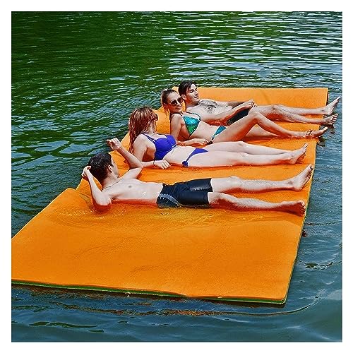 Schwimmmatte, Wasserhängematte, Schaumstoff for Strand, Meer, See, aufrollbare schwimmende Insel for Wassererholung und Entspannung,Grün(Orange,1.8mx1.2mx3.3cm) von DOKERS