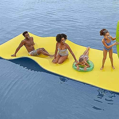 Wasserhängematte, Schwimmmatte, Premium-Schwimmmatte for Seen und Pools – extra große Wassermatte, schwimmendes Dock – Seefloß(Yellow,180X130X3.3cm) von DOKERS
