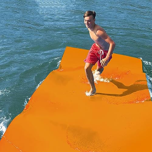Wasserhängematte, Schwimmmatte, Reißfeste Schaumstoffunterlage, dicker Wasserteppich for Wasseraktivitäten(Orange,5.5mx1.5mx2.2cm) von DOKERS