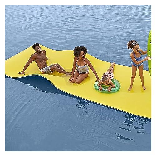 Wasserhängematte, Schwimmmatte, Wasser Erholung und Entspannung for Pool Strand See Fluss Wasser Schwimmende Matte(Yellow,4.5m x 1.8m x3.3cm) von DOKERS