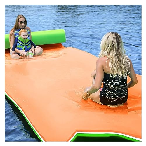 Wasserhängematte, Schwimmmatte, Wassermatte, reißfeste Wassermatte, schwimmende Schwimmmatte for See, Meer, Strand, Fluss(Orange,2.7m x 1.5m x 3.3cm) von DOKERS