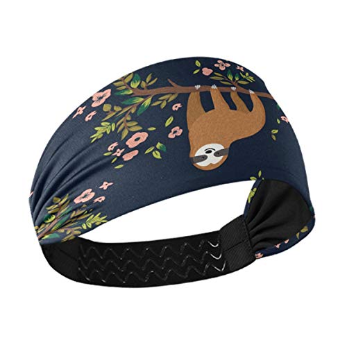 DOMIKING Sport-Stirnband für Frauen – Tier-Blumen-Faultier-Unisex-Schweißband für Männer, feuchtigkeitsableitendes Haarband für Yoga, Yoga, Fahrrad von DOMIKING