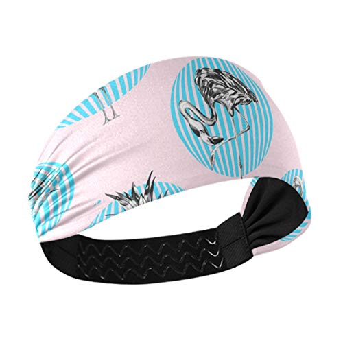 Sport-Stirnband für Damen – Flamingo, Unisex, Workout-Schweißband für Herren, feuchtigkeitsableitendes Haarband für Yoga, Fitnessstudio, Übung von DOMIKING