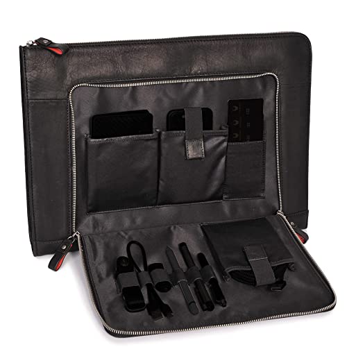 DONBOLSO® Notebook Sleeve London schwarz - 13,3 Zoll DIN A4 Ultrabook Aktentasche aus Echtleder für Herren und Damen von DONBOLSO
